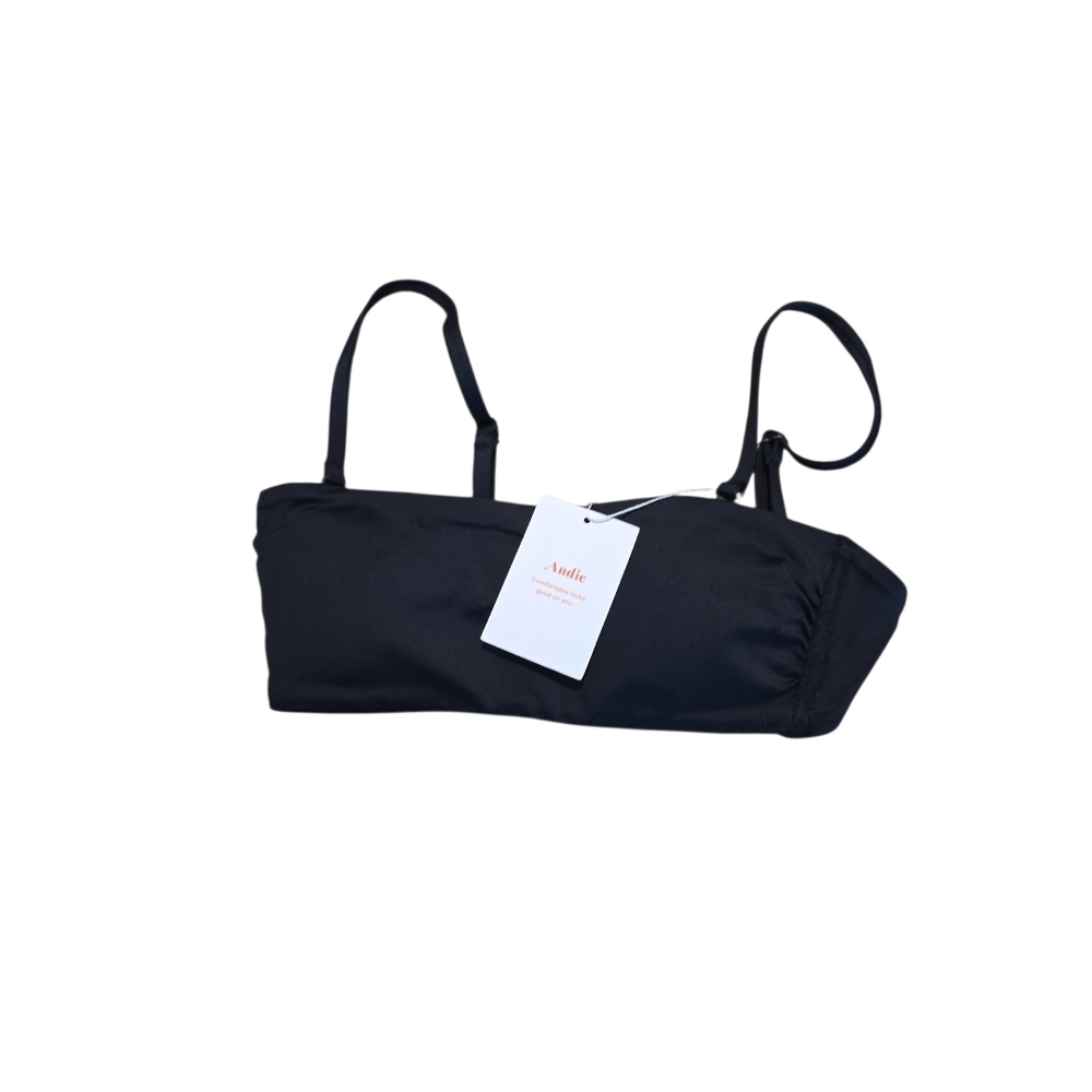 NWT Andie Bora Bora Bandeau Bikini Top Black XS Strapless Convertible